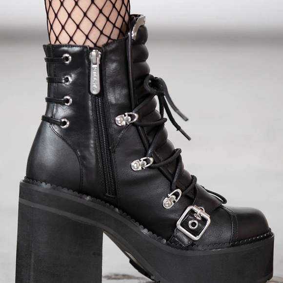 Killstar Black Buckle Ankle Boots - Picture 1 of 9